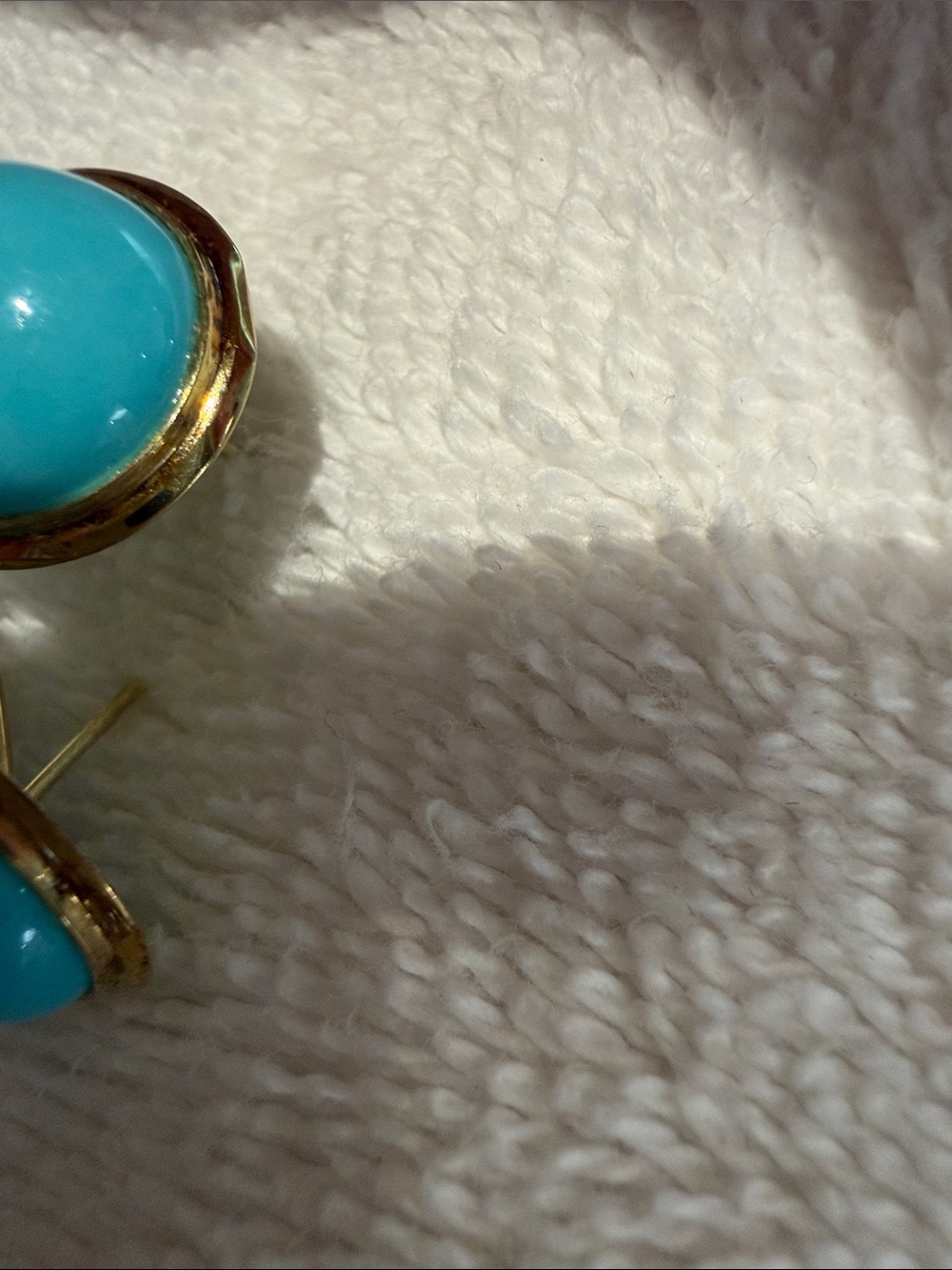 14 karat yellow, gold, blue turquoise earrings - Picture 13 of 14
